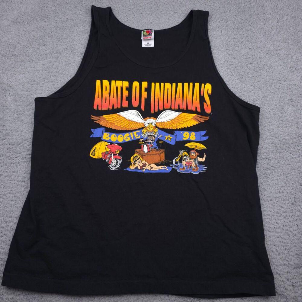 Vintage 90s ABATE Indiana‎ Midwest Best Motorcycle Fest Boogie Rank Top Shirt XL